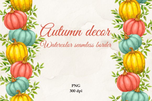 Autumn Decor: Seamless Watercolor Border for Creative Projects