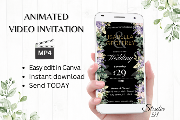 Digital Wedding Invitation W8415: A Modern Animated Template