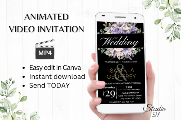Digital Wedding Invitation W8417: Your Animated Evite Solution