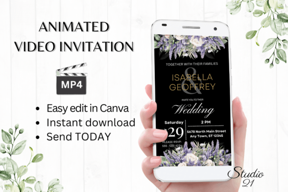 Digital Wedding Invitation W8419: Your Animated Evite Solution