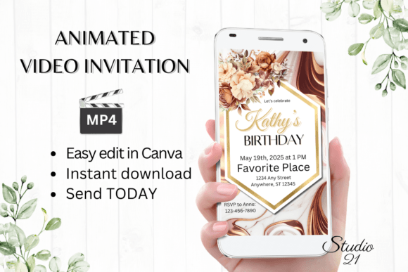 Electronic Marble Birthday Invitation: Effortless Digital Celebration