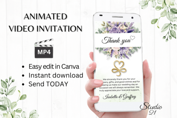 Elegant Digital Wedding Thank You W9416TU