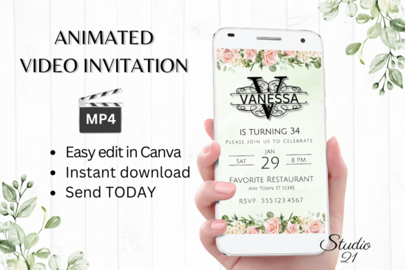 Elegant Simplicity: The Smartphone Invitation (Monogram V) for Modern Events