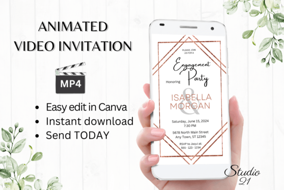 Minimalist Engagement Party Invite W1924: Your Digital Celebration Starts Here