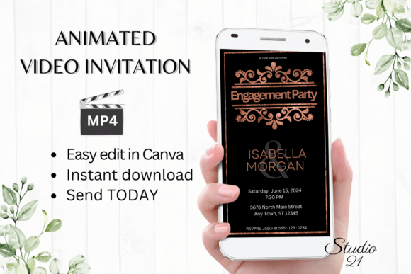 Minimalist Engagement Party Invite W1927: Elegant Digital Style