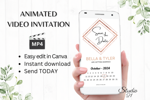 Minimalist Save the Date W2922B: Your Animated Wedding Evite Solution