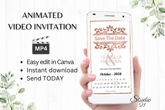 Minimalist Save the Date W2926B: A Digital Animated Invitation Template