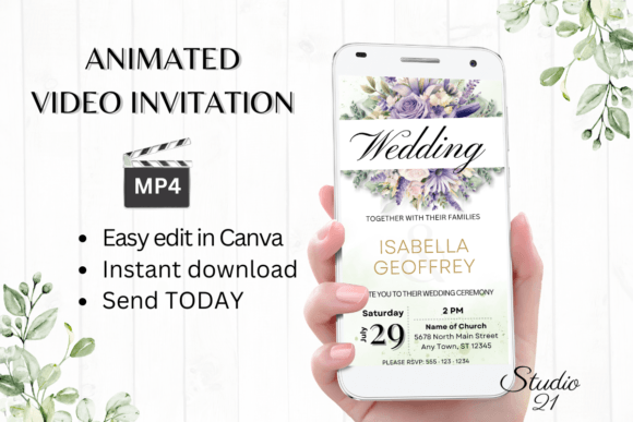 Modern Wedding Invitations: The Digital Wedding Invitation W8416