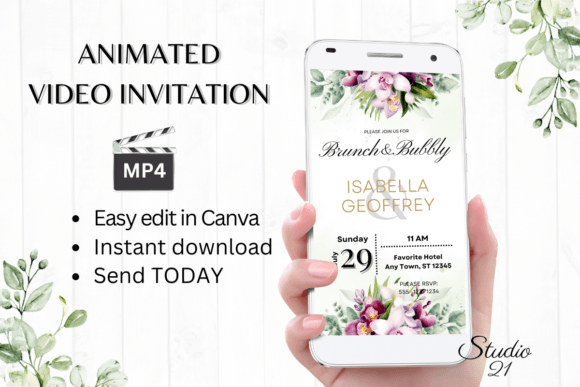 Orchids Wedding Brunch Invite W9458: Effortless Digital Elegance