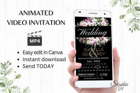 Orchids Wedding Invitation W8457B: A Modern Digital Evite