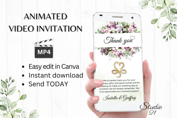 Orchids Wedding Thank You W9456TU: A Modern Script for Elegant Gratitude