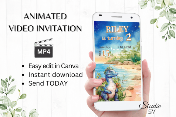 Smartphone Dinosaur Birthday Invitation: Effortless Digital Party Magic