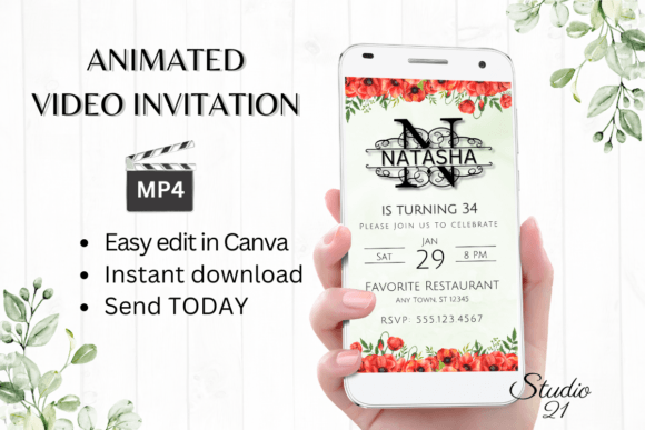 Smartphone Invitation (Monogram N): A Modern Digital Evite Template