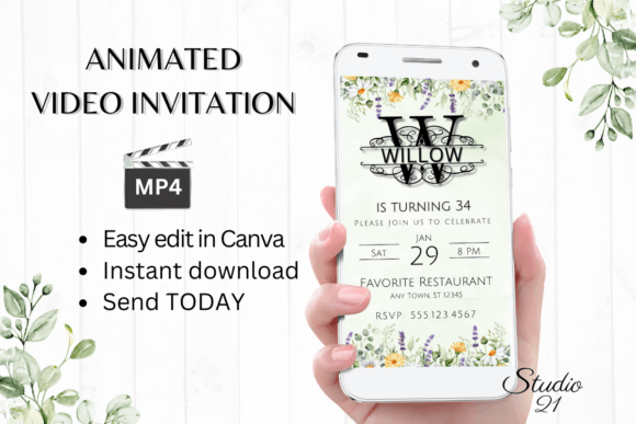 Smartphone Invitation (Monogram W): Your Instant Digital Evite Solution