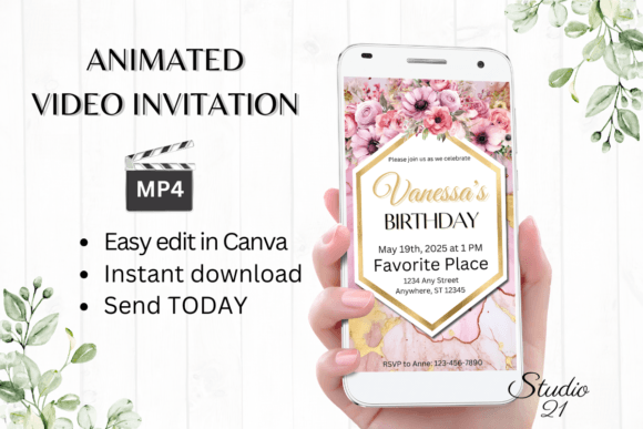 Smartphone Marble Birthday Invitation: A Seamless Digital Experience