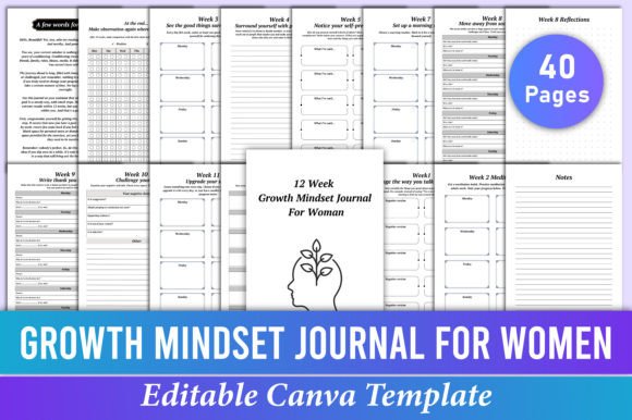 Unlock Your Potential with This 12 Week Growth Mindset Journal Woman KDP